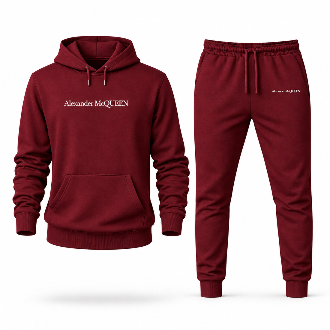Men's Alexander McQueen Hoodie Joggers Set in Burgundy — hero view