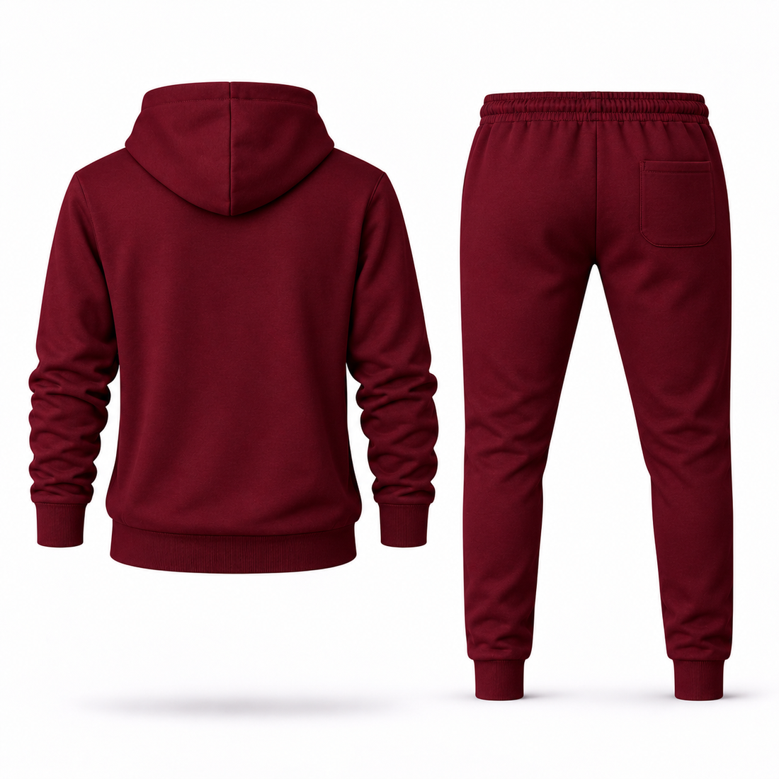 Men's Alexander McQueen Hoodie Joggers Set in Burgundy — back view