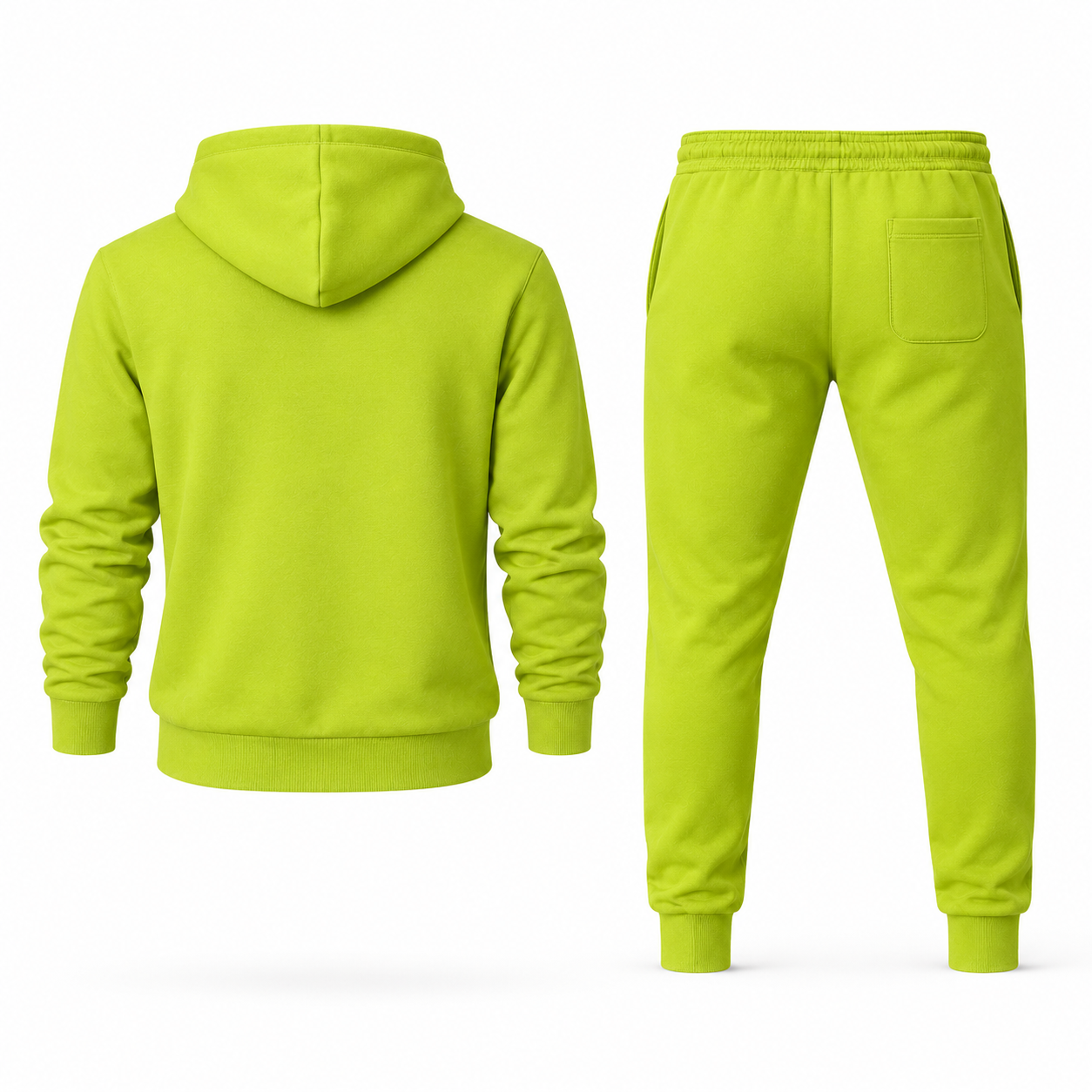 Men's Alexander McQueen Hoodie Joggers Set in Lime Green — back view