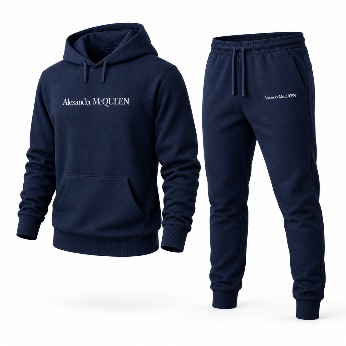 Men's Alexander McQueen Hoodie Joggers Set in Navy — alternate three-quarter view