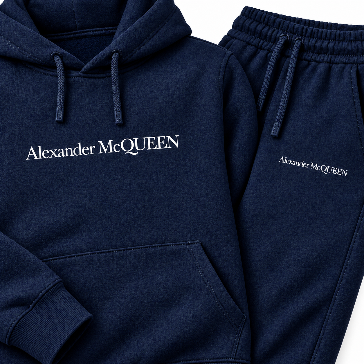 Men's Alexander McQueen Hoodie Joggers Set in Navy — detail view