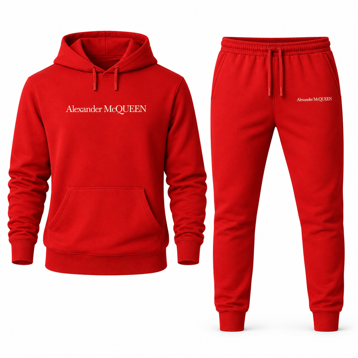 Men's Alexander McQueen Hoodie Joggers Set in Red — hero view