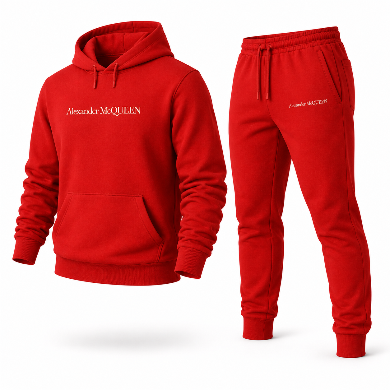 Men's Alexander McQueen Hoodie Joggers Set in Red — alternate three-quarter view