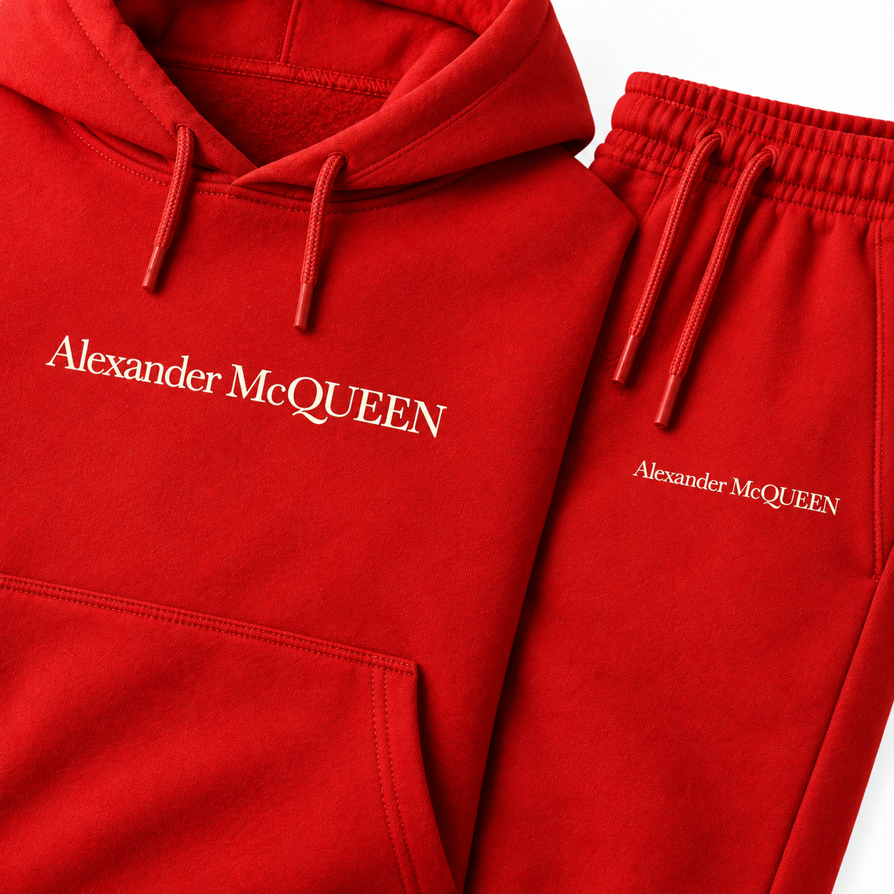 Men's Alexander McQueen Hoodie Joggers Set in Red — detail view