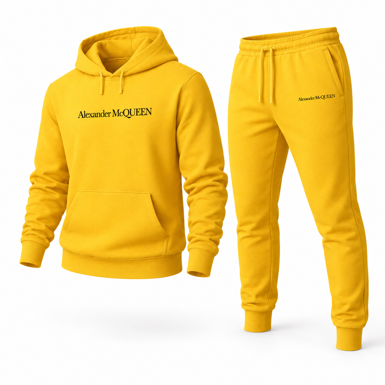 Men's Alexander McQueen Hoodie Joggers Set in Yellow — alternate three-quarter view