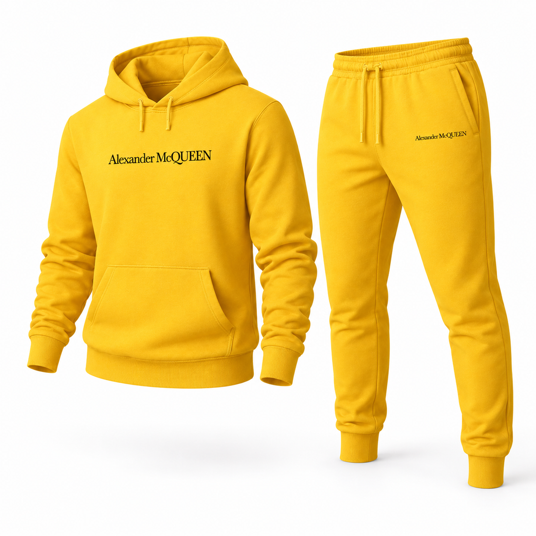 Men's Alexander McQueen Hoodie Joggers Set in Yellow — alternate three-quarter view
