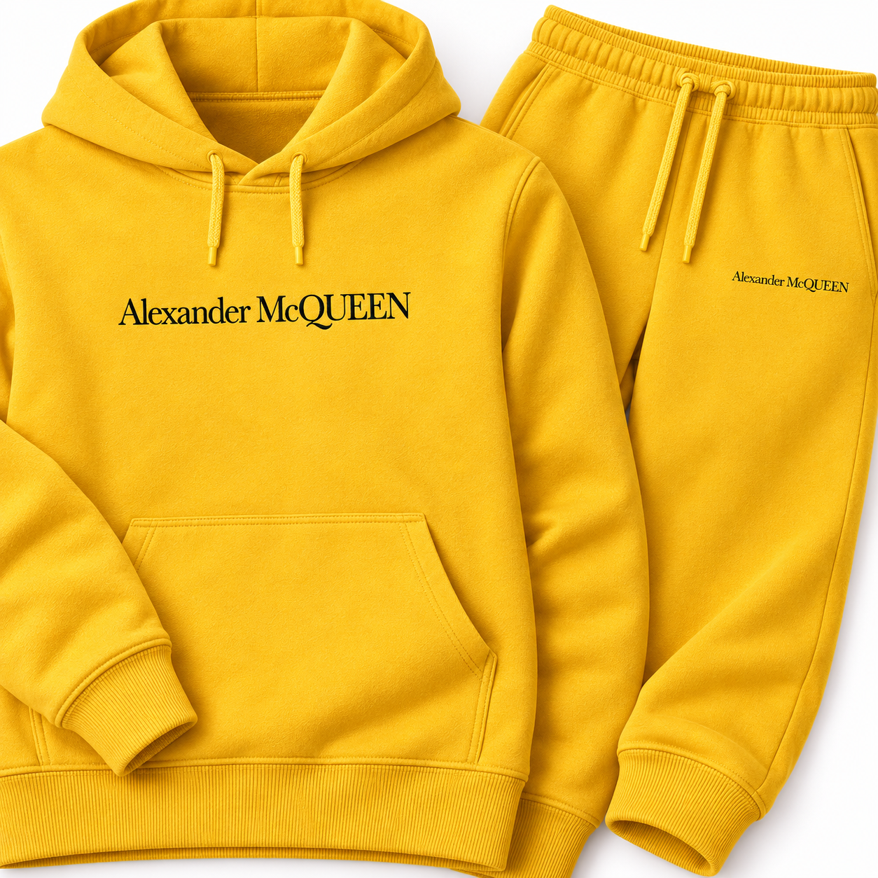 Men's Alexander McQueen Hoodie Joggers Set in Yellow — detail view