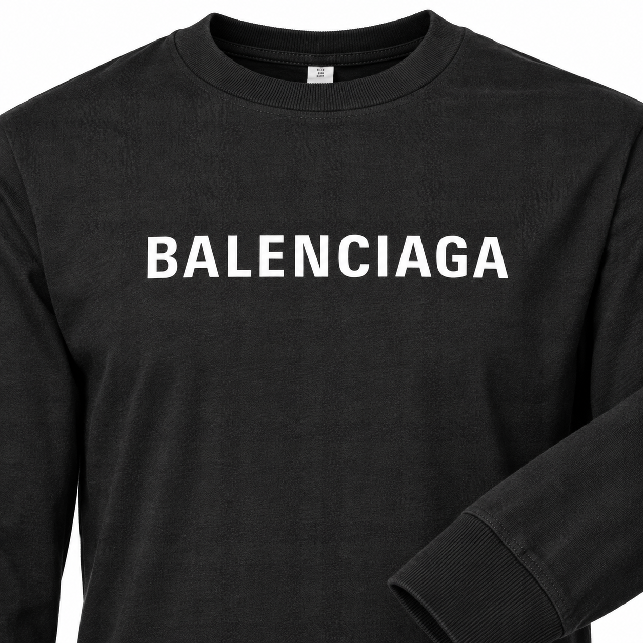 Men's Balenciaga Cotton Long Sleeve T-Shirt in Black — detail view