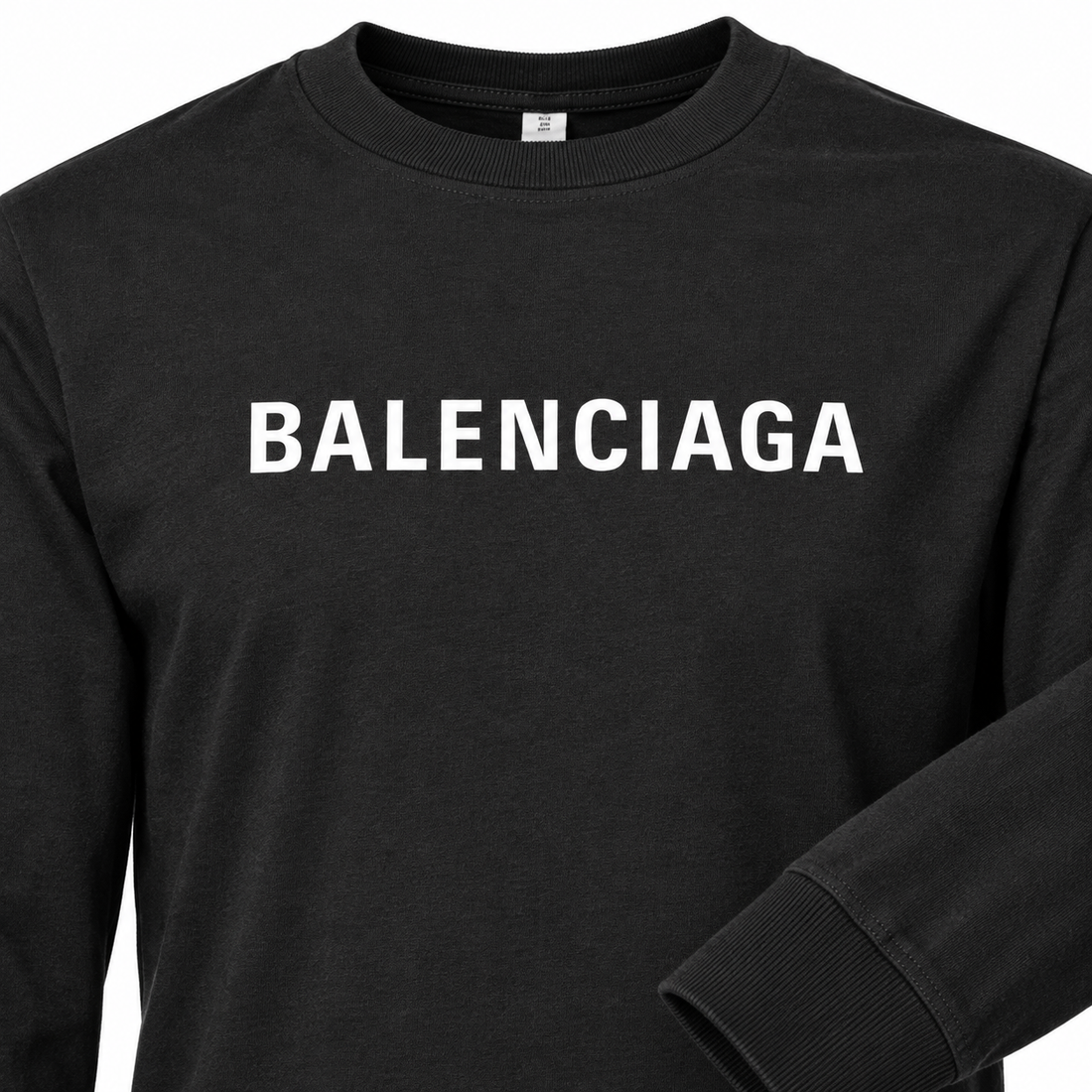 Men's Balenciaga Cotton Long Sleeve T-Shirt in Black — detail view