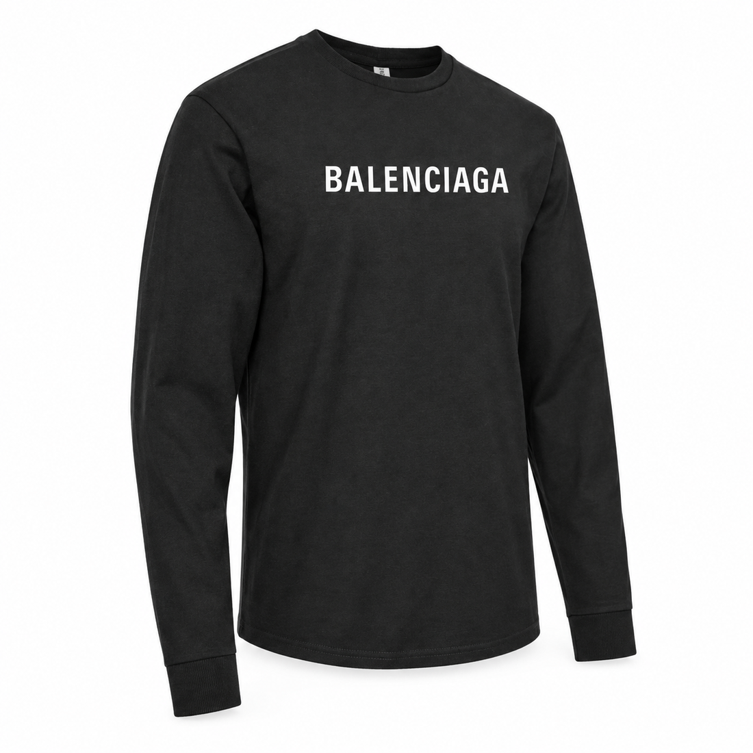 Men's Balenciaga Cotton Long Sleeve T-Shirt in Black — alternate three-quarter view