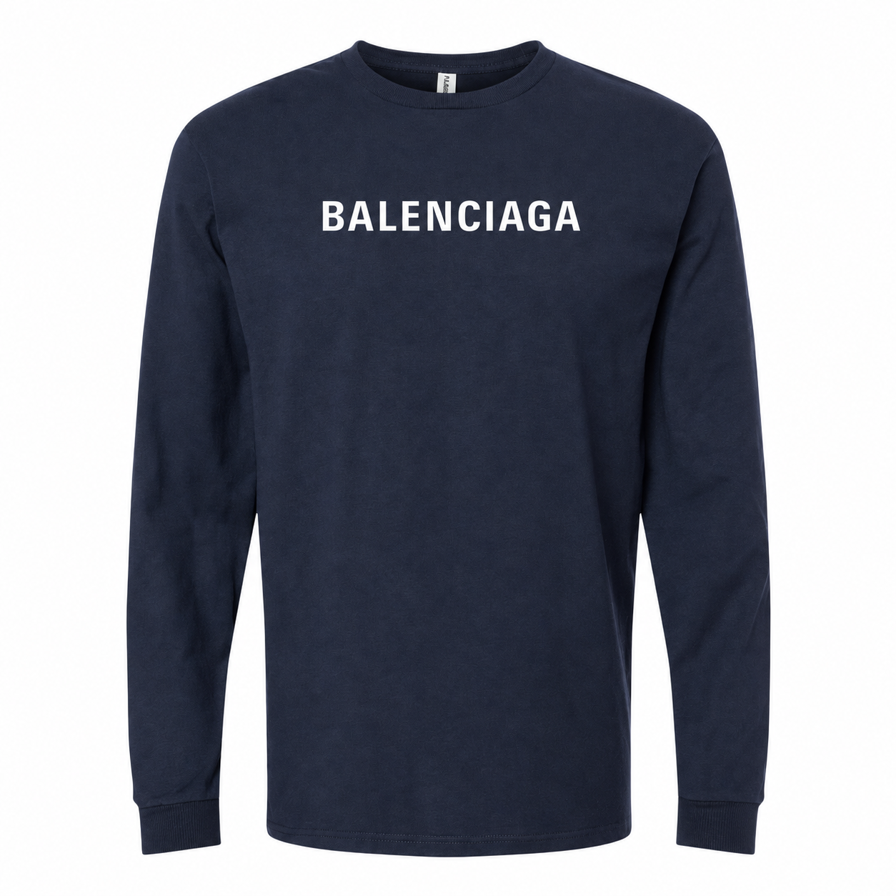 Men's Balenciaga Cotton Long Sleeve T-Shirt in Navy — hero view