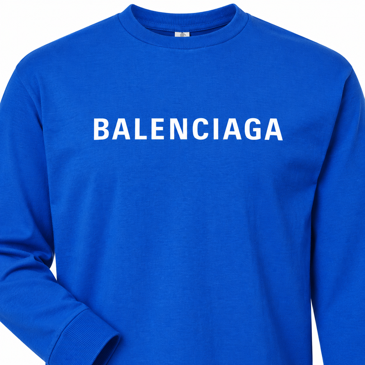Men's Balenciaga Cotton Long Sleeve T-Shirt in Royal Blue — detail view