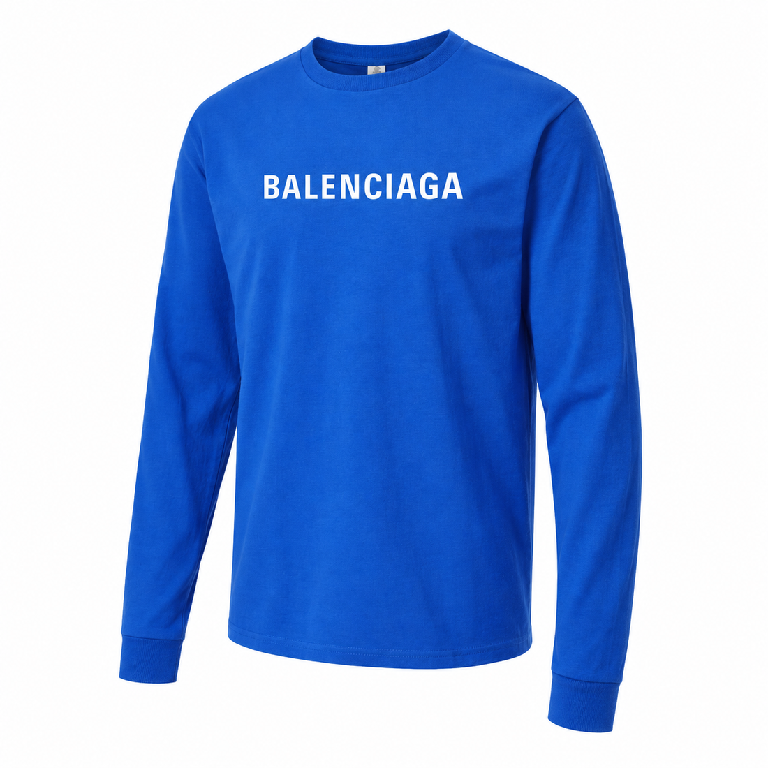 Men's Balenciaga Cotton Long Sleeve T-Shirt in Royal Blue — alternate three-quarter view