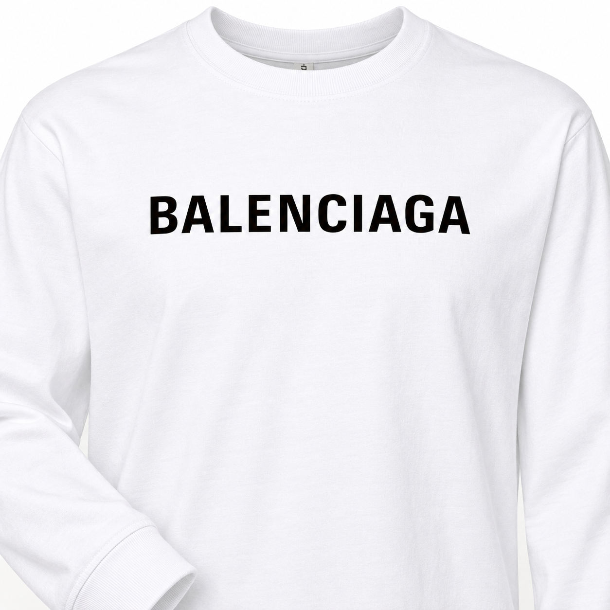 Men's Balenciaga Cotton Long Sleeve T-Shirt in White — detail view