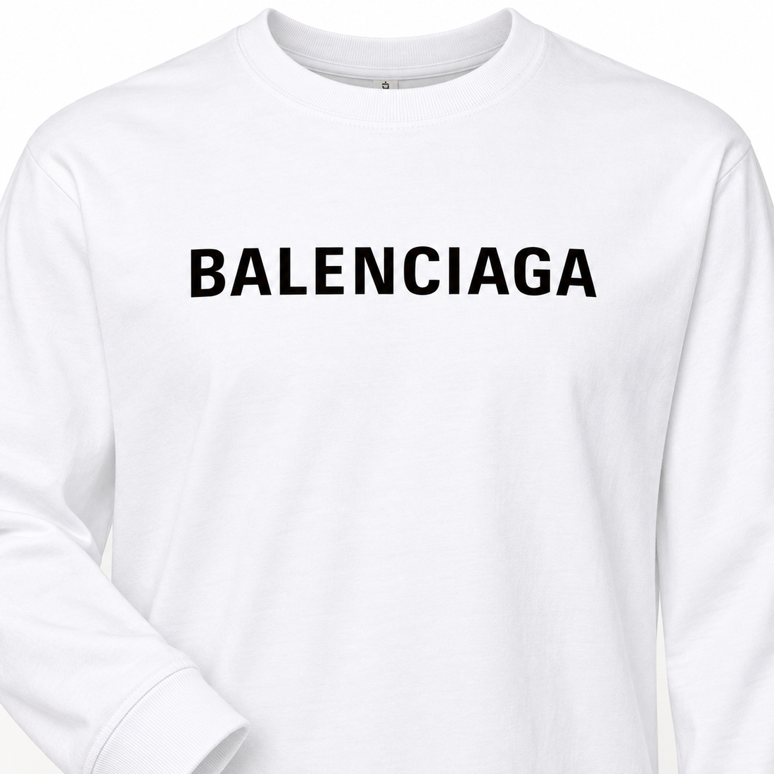 Men's Balenciaga Cotton Long Sleeve T-Shirt in White — detail view