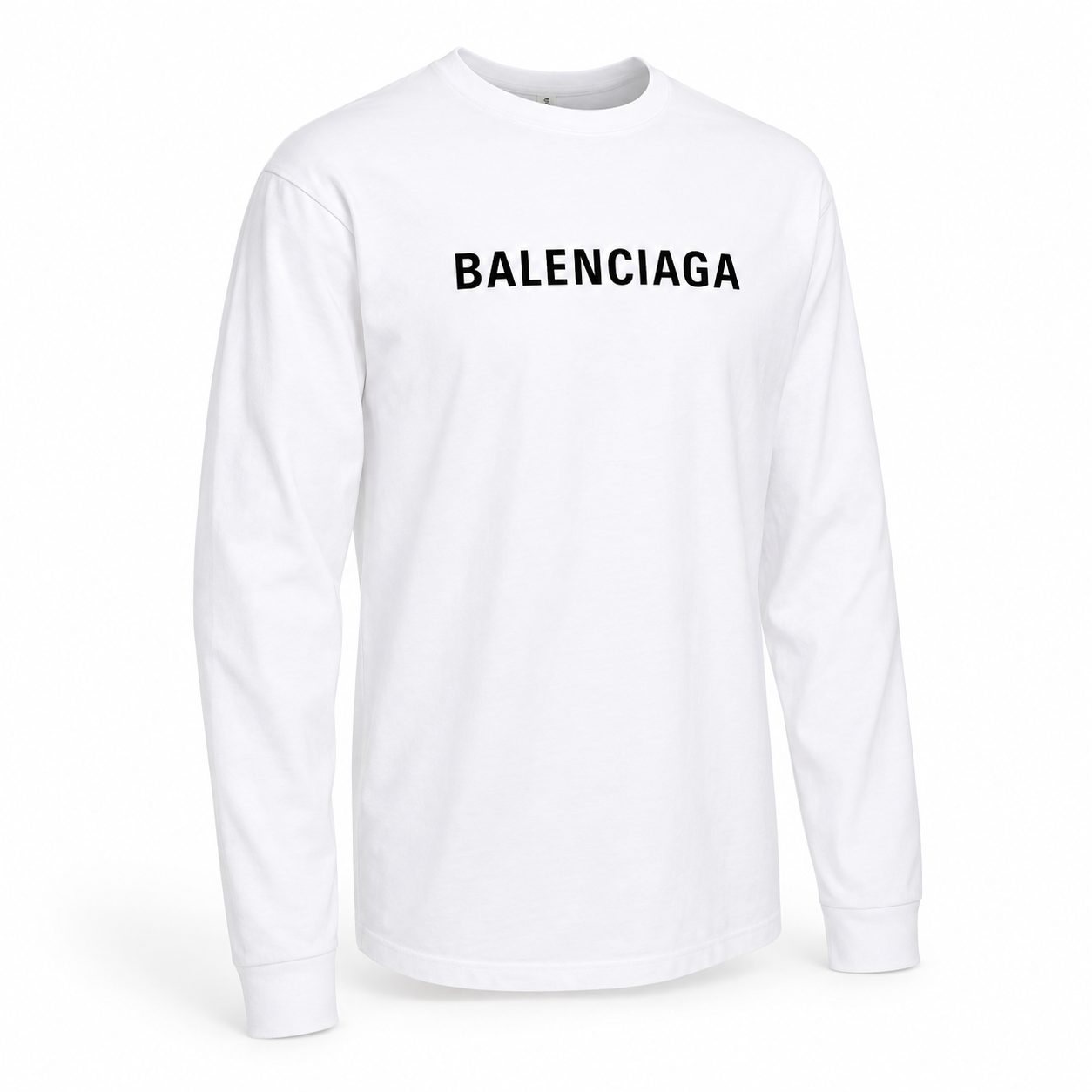 Men's Balenciaga Cotton Long Sleeve T-Shirt in White — alternate three-quarter view