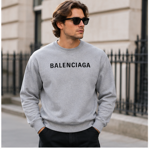 Men's Balenciaga Crewneck Sweatshirt | Color: Grey | Image 2