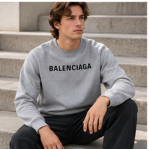 Men's Balenciaga Crewneck Sweatshirt | Color: Grey | Image 4