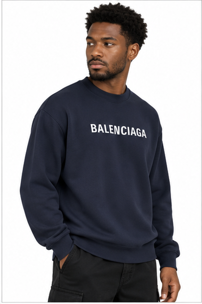 Men's Balenciaga Crewneck Sweatshirt | Color: Navy | Image 3