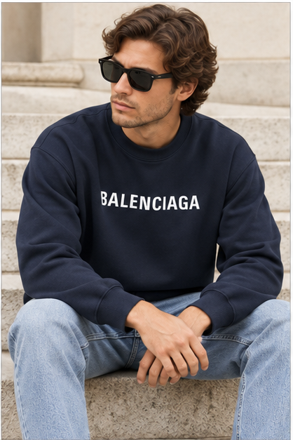 Men's Balenciaga Crewneck Sweatshirt | Color: Navy | Image 4