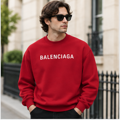 Men's Balenciaga Crewneck Sweatshirt | Color: Red | Image 2