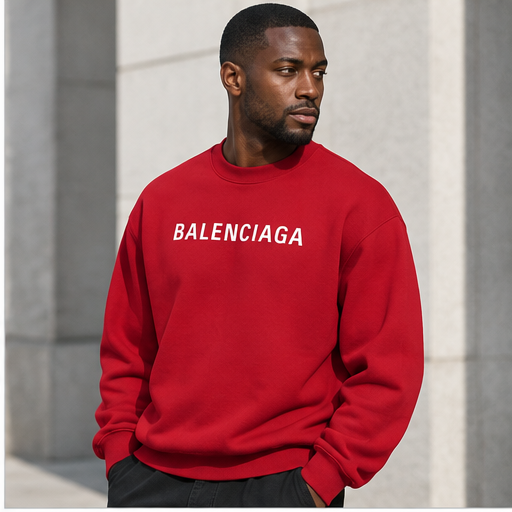 Men's Balenciaga Crewneck Sweatshirt | Color: Red | Image 3