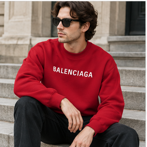 Men's Balenciaga Crewneck Sweatshirt | Color: Red | Image 4