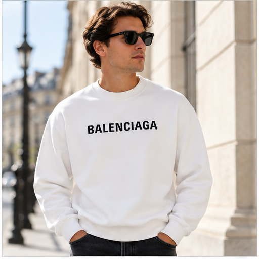 Men's Balenciaga Crewneck Sweatshirt | Color: White | Image 2