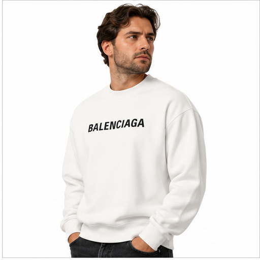 Men's Balenciaga Crewneck Sweatshirt | Color: White | Image 3