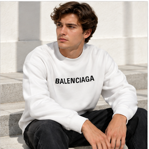 Men's Balenciaga Crewneck Sweatshirt | Color: White | Image 4