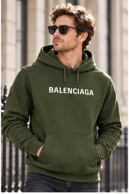 Men's Balenciaga Pullover Hoodie | Color: Army Green | Image 2