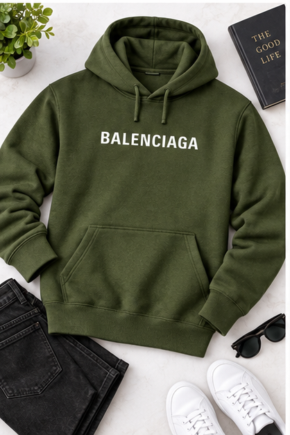 Men's Balenciaga Pullover Hoodie | Color: Army Green | Image 4