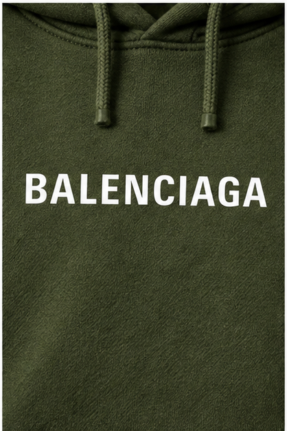 Men's Balenciaga Pullover Hoodie | Color: Army Green | Image 5