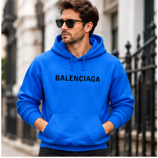 Men's Balenciaga Pullover Hoodie | Color: Azure | Image 2