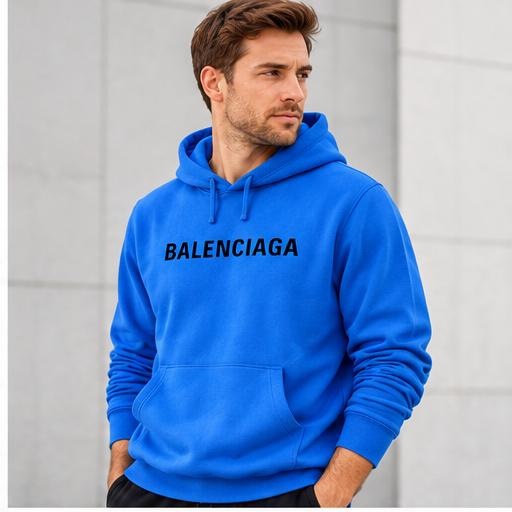 Men's Balenciaga Pullover Hoodie | Color: Azure | Image 3
