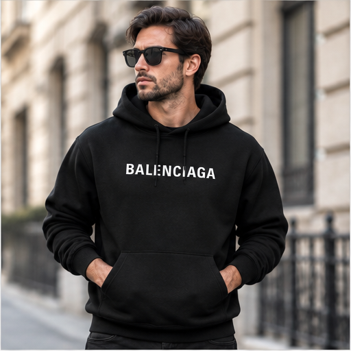 Men's Balenciaga Pullover Hoodie | Color: Black | Image 2