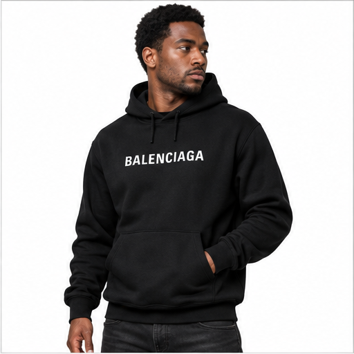 Men's Balenciaga Pullover Hoodie | Color: Black | Image 3