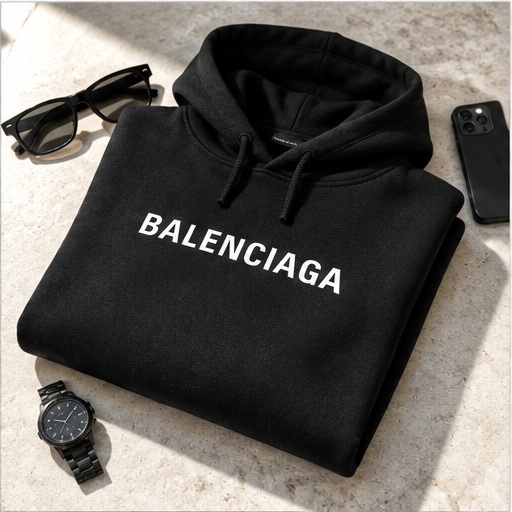 Men's Balenciaga Pullover Hoodie | Color: Black | Image 4