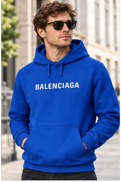 Men's Balenciaga Pullover Hoodie | Color: Blue | Image 2