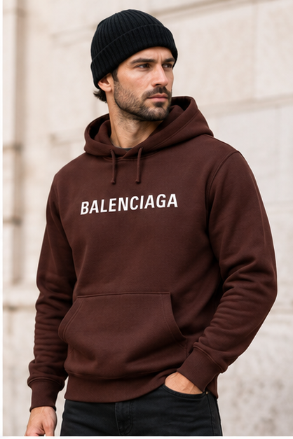 Men's Balenciaga Pullover Hoodie | Color: Brown | Image 3
