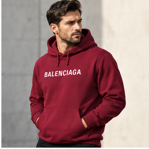 Men's Balenciaga Pullover Hoodie | Color: Burgundy | Image 3