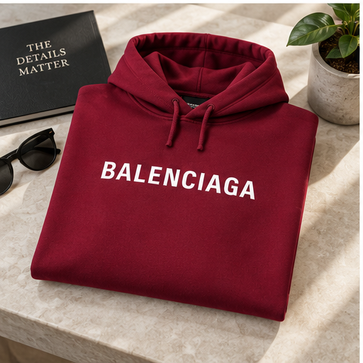 Men's Balenciaga Pullover Hoodie | Color: Burgundy | Image 4