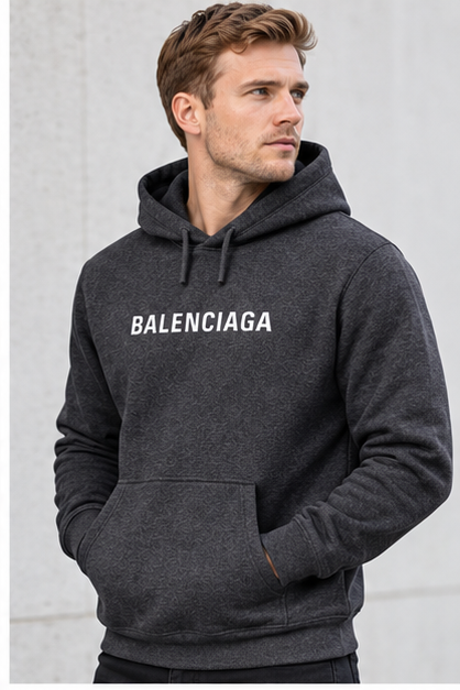 Men's Balenciaga Pullover Hoodie | Color: Dark Heather | Image 3