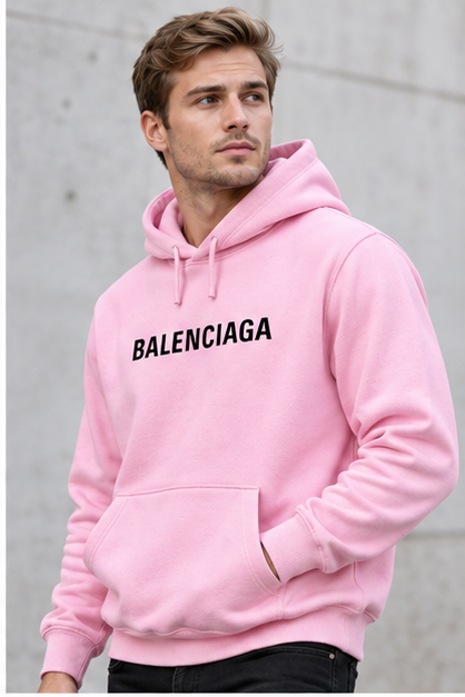Men's Balenciaga Pullover Hoodie | Color: Light Pink | Image 3