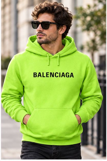 Men's Balenciaga Pullover Hoodie | Color: Lime Green | Image 2