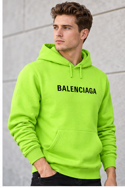 Men's Balenciaga Pullover Hoodie | Color: Lime Green | Image 3