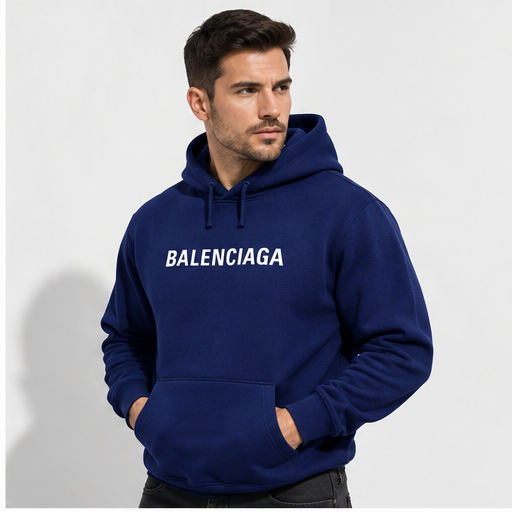 Men's Balenciaga Pullover Hoodie | Color: Navy | Image 3