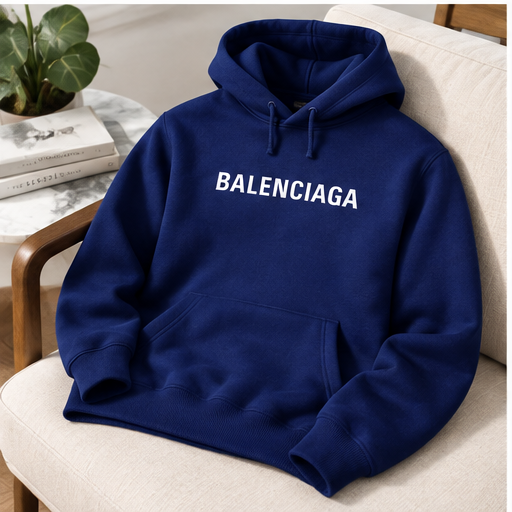 Men's Balenciaga Pullover Hoodie | Color: Navy | Image 4