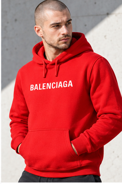 Men's Balenciaga Pullover Hoodie | Color: Red | Image 3
