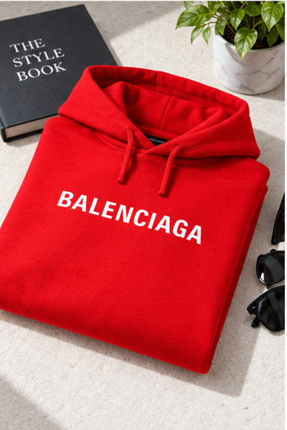 Men's Balenciaga Pullover Hoodie | Color: Red | Image 4